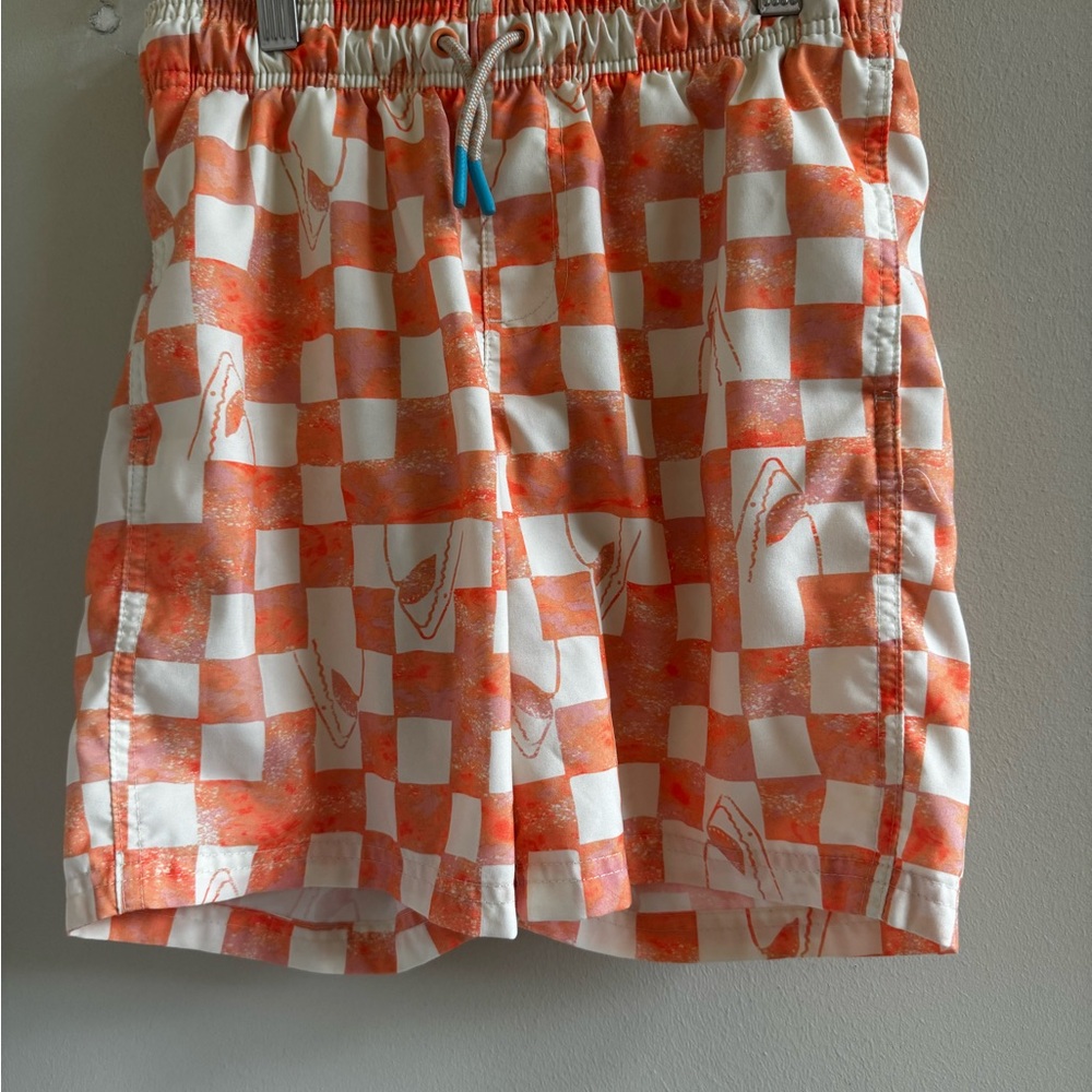 Cat & Jack Orange Checkered Swim Trunks